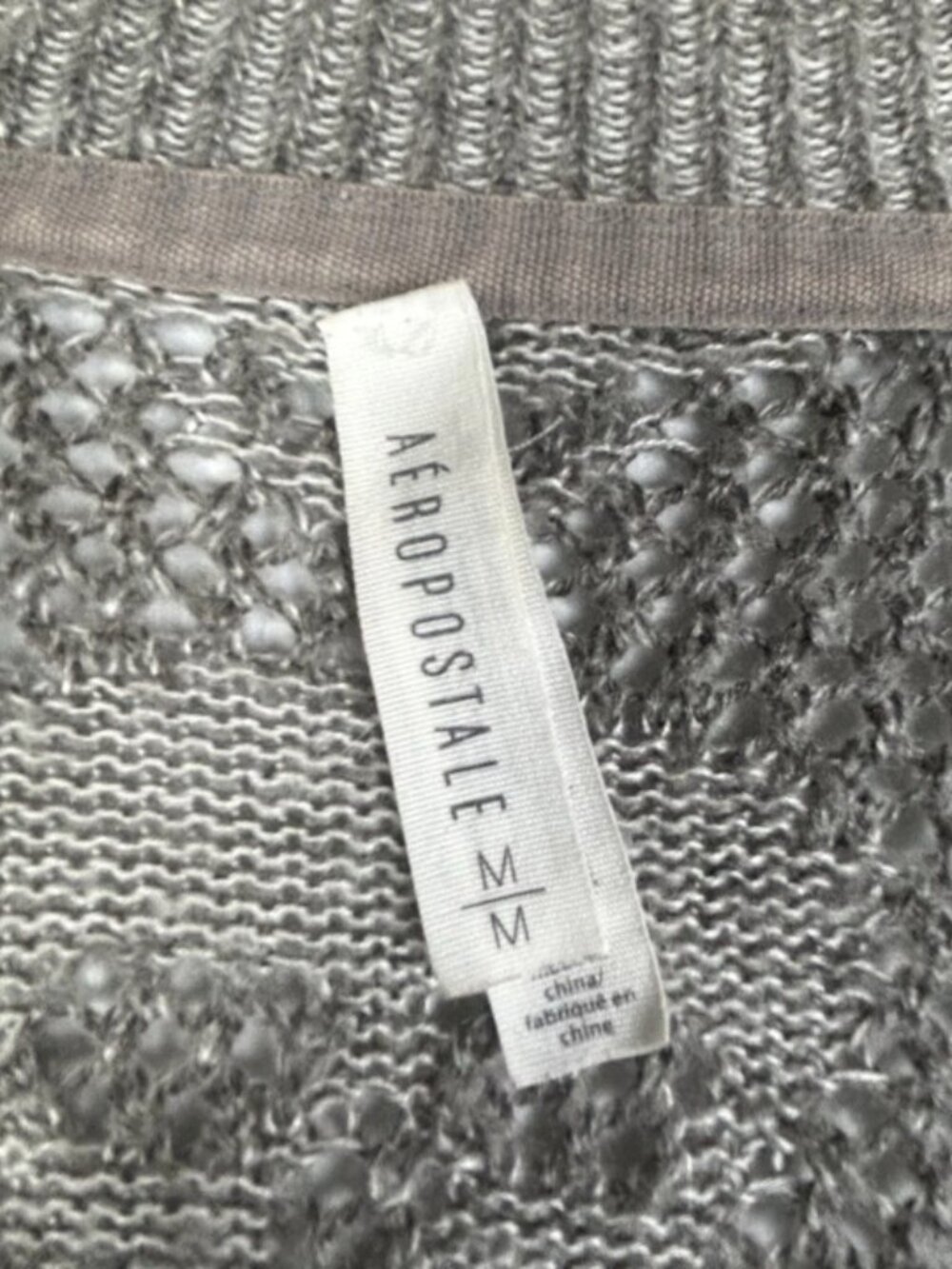 Aeropostale Women Gray Open Front Skull Graphic Cardigan Sweater Loose Knit Sz M - Picture 9 of 12